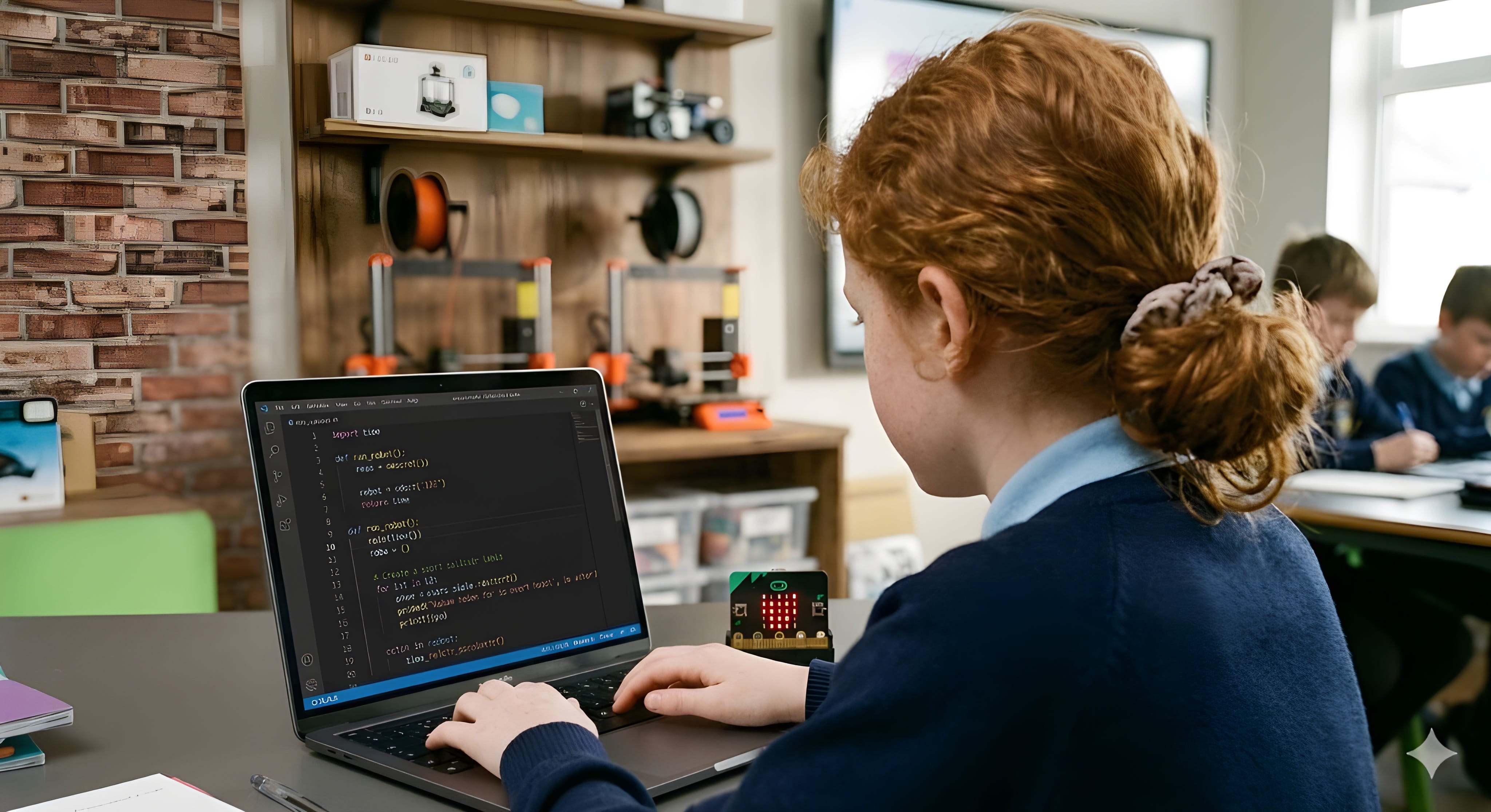 Student programming with Micro:bit